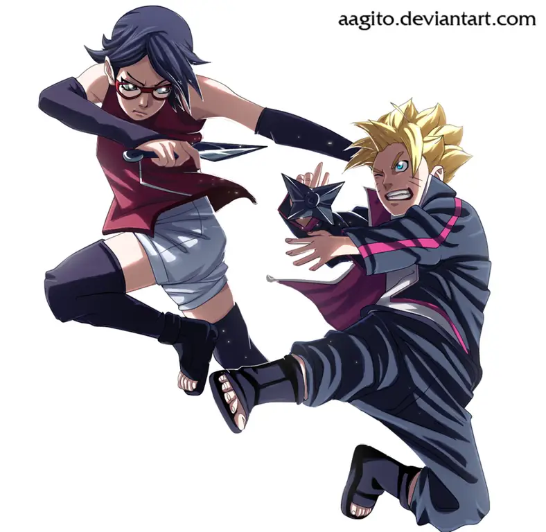 Persahabatan Boruto dan Sarada Boruto dan Sarada bersama