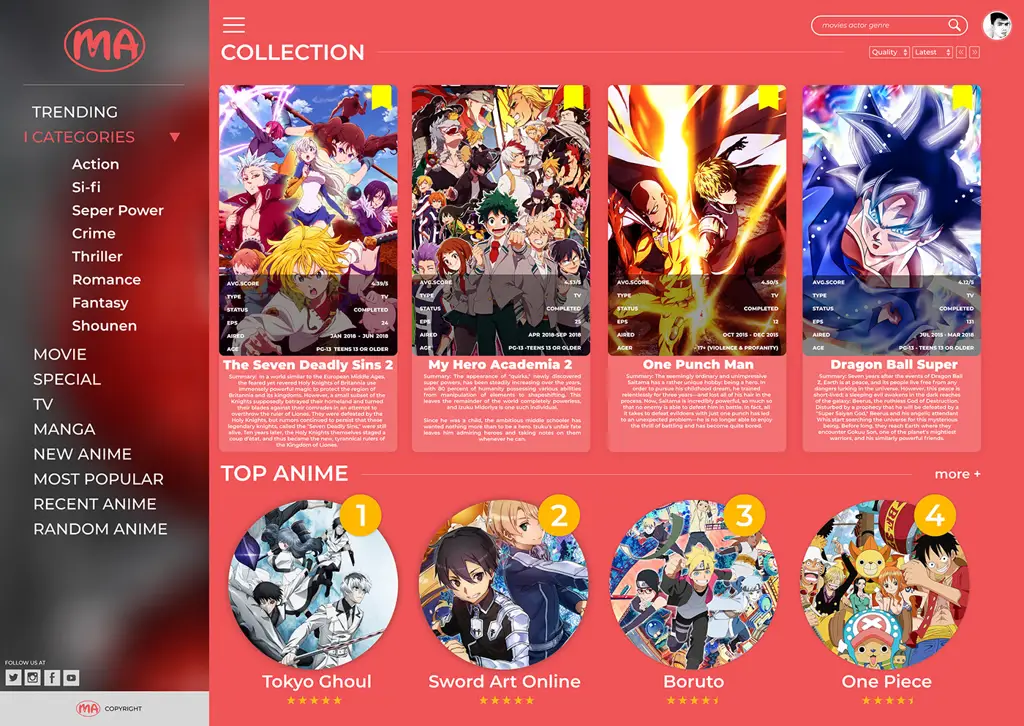 Contoh antarmuka aplikasi download anime Antarmuka aplikasi download anime