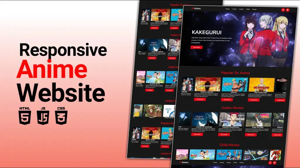 Contoh tangkapan layar website streaming anime dengan fitur unduh Tangkapan layar website streaming anime