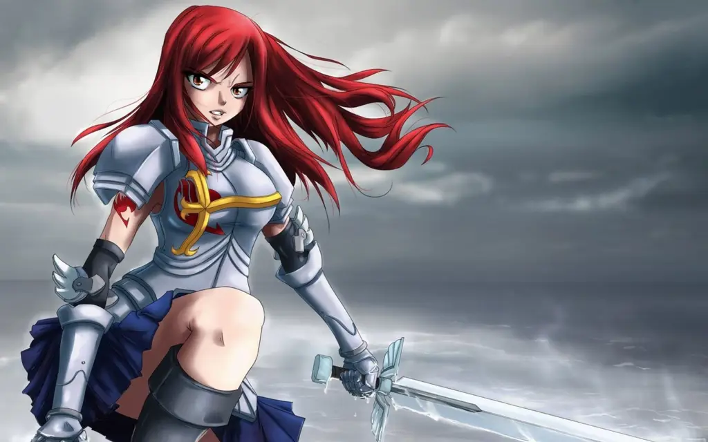 Kekuatan Erza Scarlet Gambar Erza Scarlet, salah satu penyihir terkuat di Fairy Tail