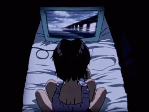 Menikmati Anime di Ponsel Karakter anime menonton anime di ponsel